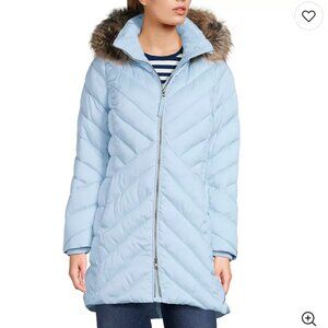 Lands' End Insulated Plush Lined Winter Coat in Soft Ice Blue Sz 1X NWT